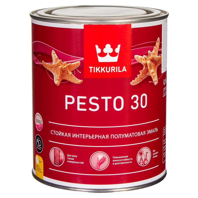 Эмаль Tikkurila Pesto 30 полуматовая цвет белый 0.9 л