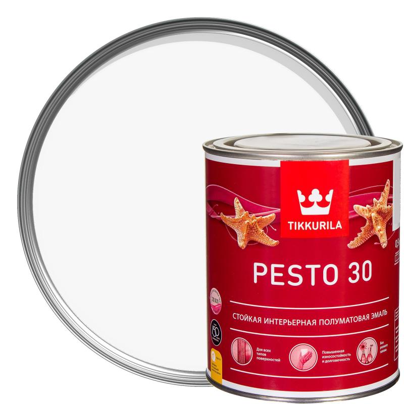 Эмаль Tikkurila Pesto 30 полуматовая цвет белый 0.9 л