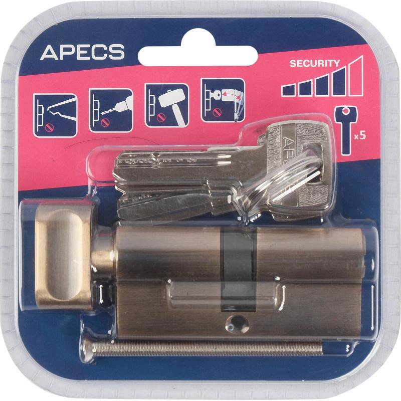 Цилиндровые механизмы Apecs Pro LM-70-C-AB 70 мм, ключ/вертушка, цвет бронза