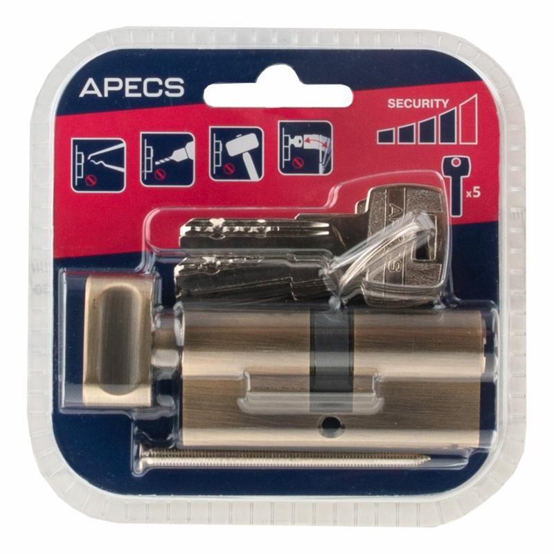 Цилиндровые механизмы Apecs Pro LM-70-C-AB 70 мм, ключ/вертушка, цвет бронза