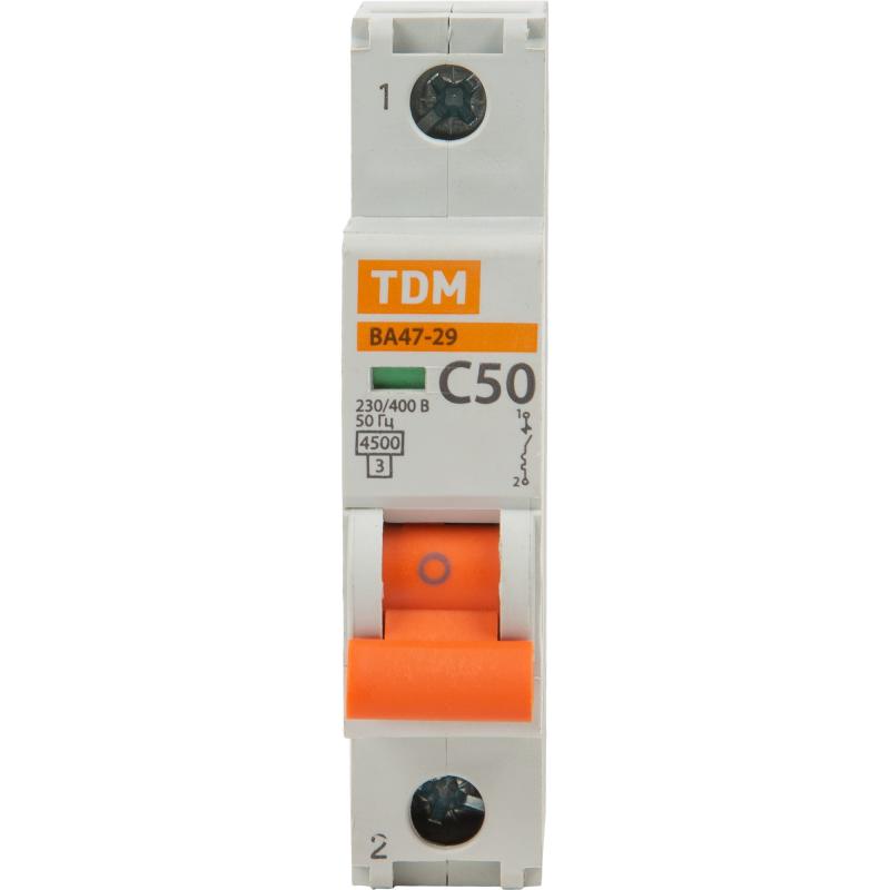 Автоматический выключатель TDM Electric ВА47-29 1P C50 А 4.5 кА SQ0206-0079