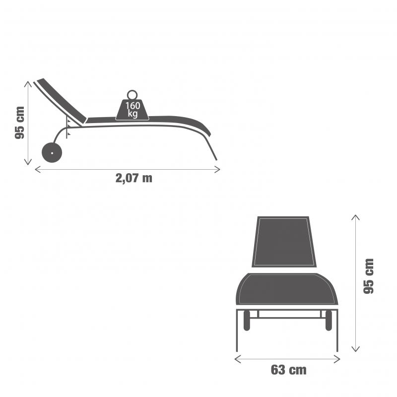 Шезлонг Naterial Lyra II 63x95x207 см алюминий/текстилен антрацит