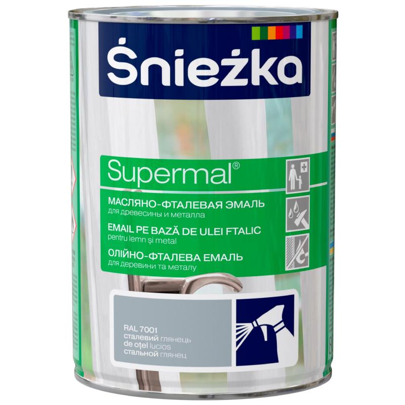 Эмаль Sniezka Supermal глянцевая цвет стальной 0.8 л