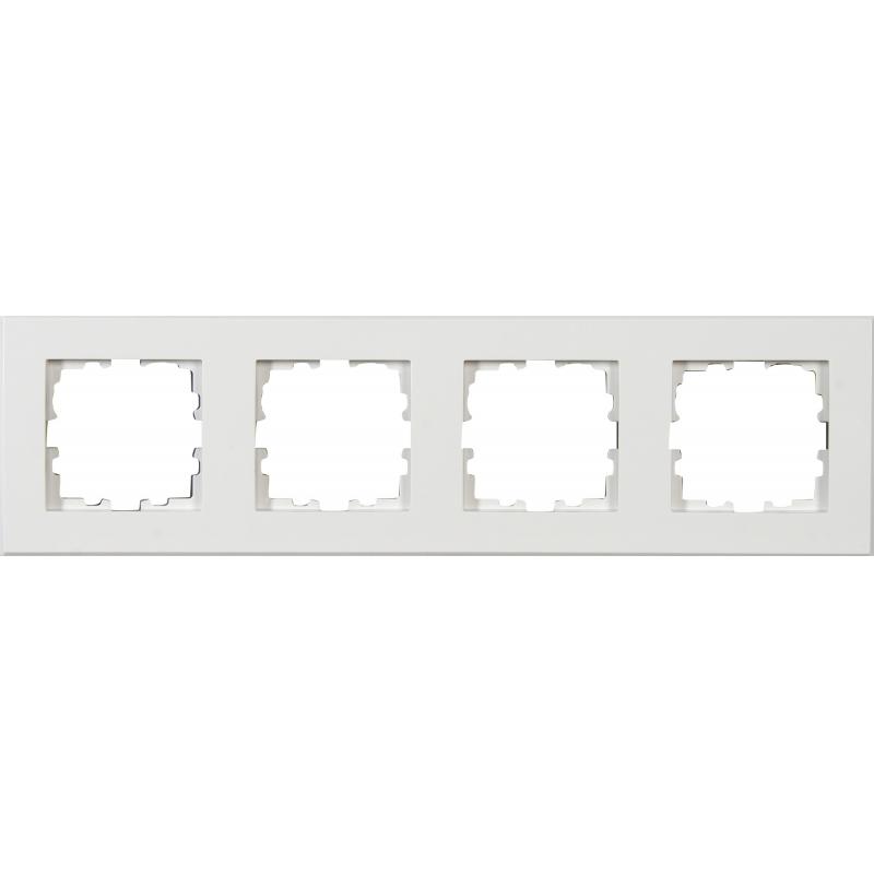 Рамка для розеток и выключателей Lexman Виктория плоская 4 поста цвет белый
