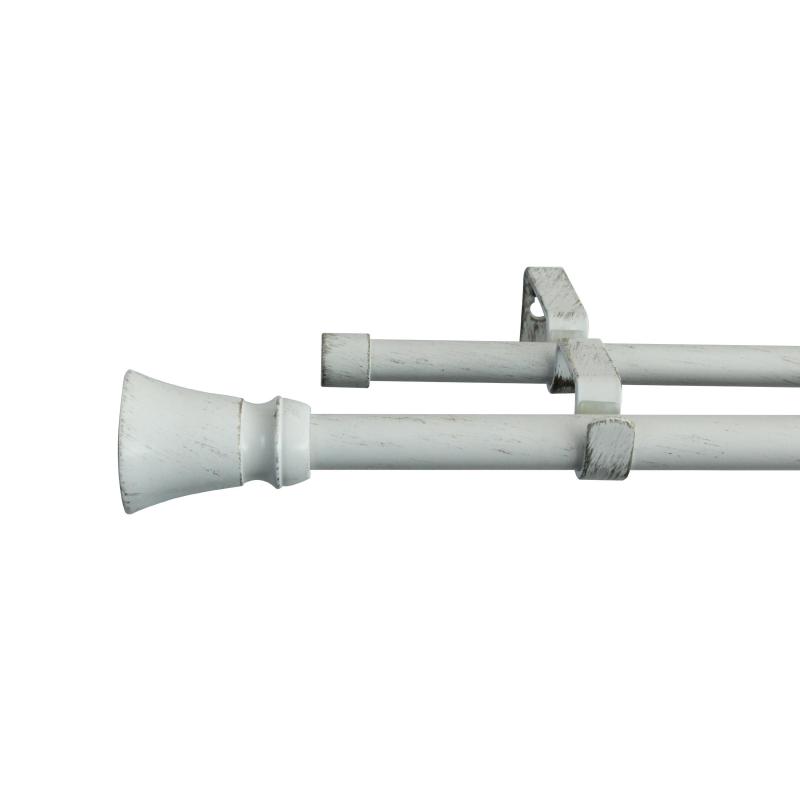 Карниз двухрядный раздвижной Lystel d16/19 мм 160-300 см металл цвет белый