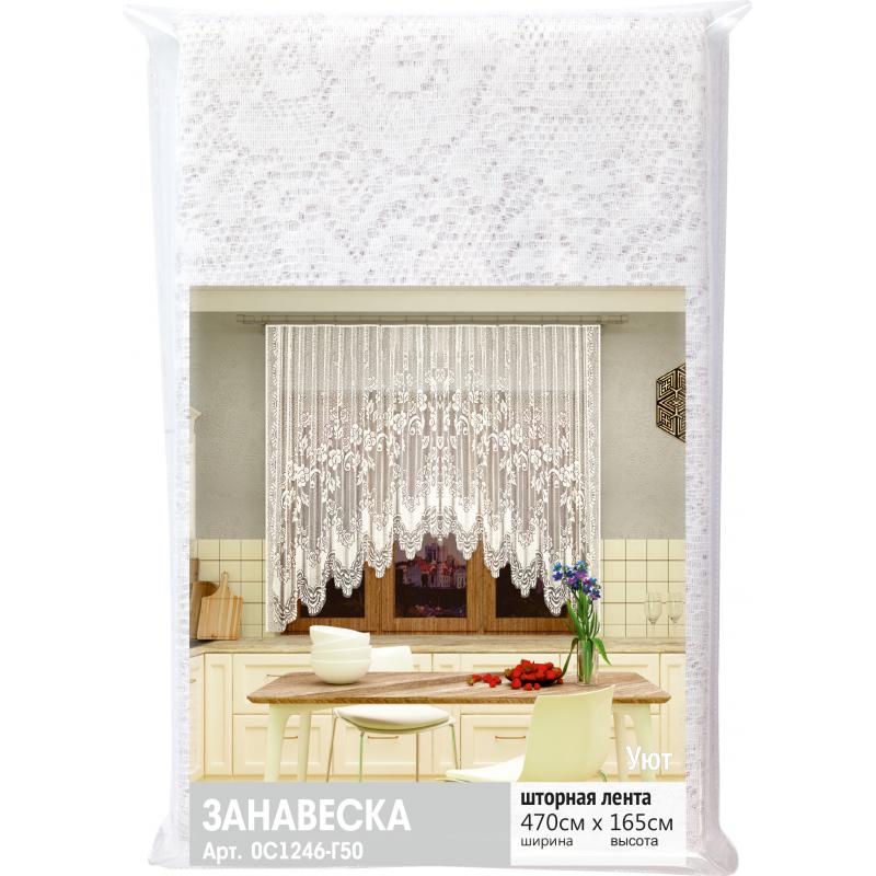 Занавеска для кухни на ленте «Уют» 470х165 см полиэстер цвет белый