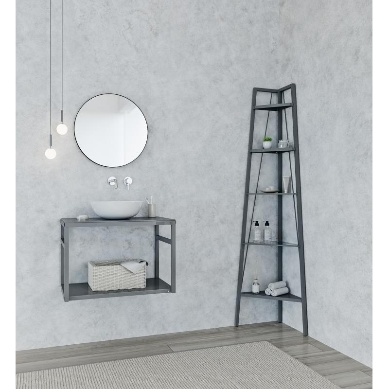Стеллаж для ванной комнаты угловой Март Ferro 35х35х170 см цвет черный
