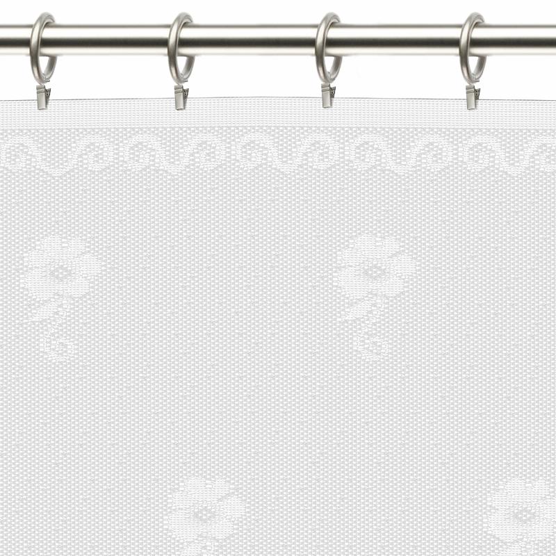 Занавеска для кухни «Цветочки» без шторной ленты 170х140 см полиэстер цвет белый