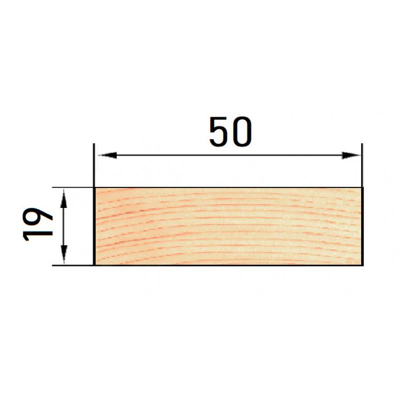 Декоративный брусок сращенный 19х50х1000 мм хвоя сорт Экстра прямой с фаской угла