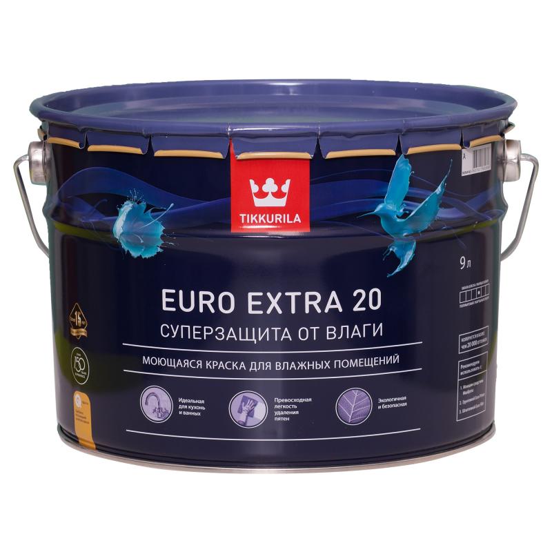 Краска для стен и потолков Tikkurila Euro Extra цвет белый 9 л