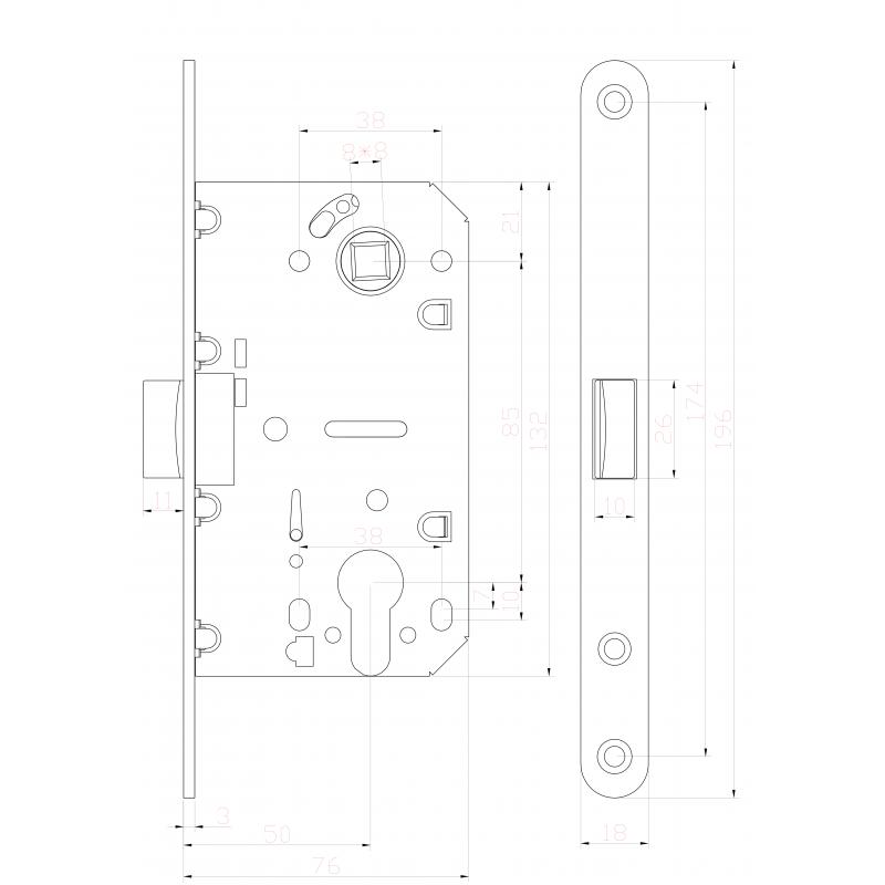 Ілгіш цилиндр астына EDS-50-85 KEY кілтпен болат/пластик түсі графит