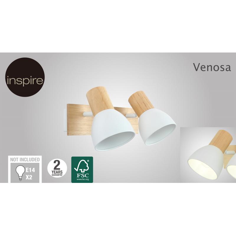 Спот поворотный Inspire Venosa, 2 лампы, 1.5 м², цвет белый