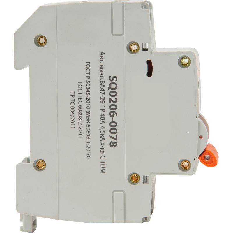 Автоматический выключатель TDM Electric ВА47-29 1P C40 А 4.5 кА SQ0206-0078