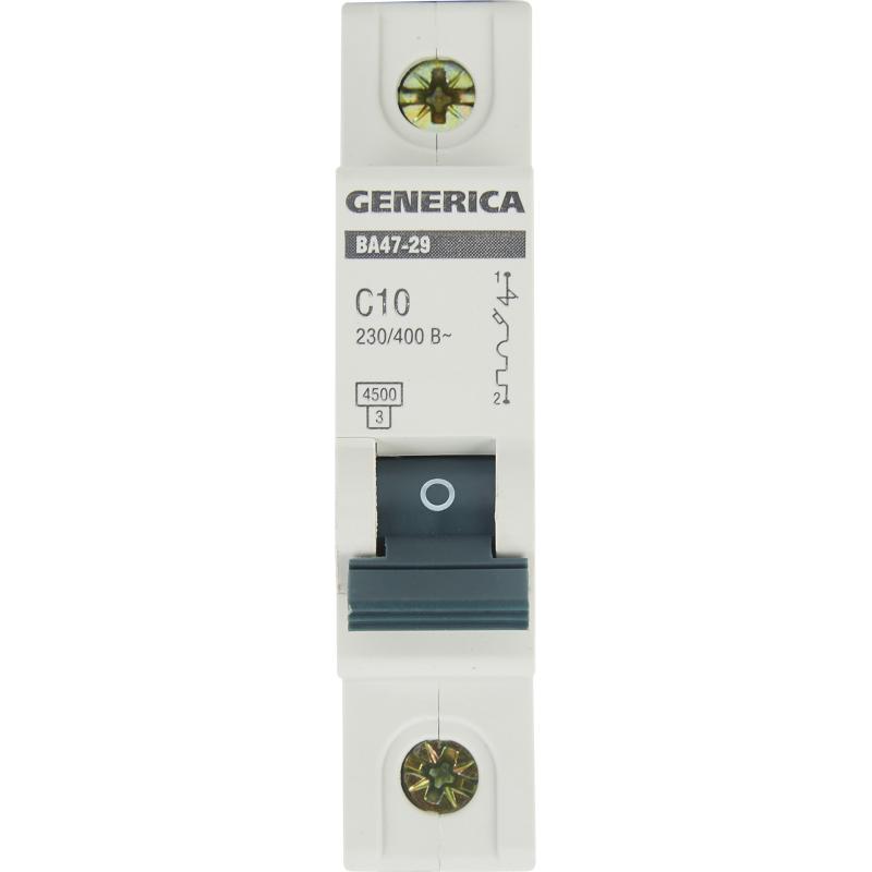 Автоматический выключатель Generica ВА47-29 1P C10 А 4.5 кА