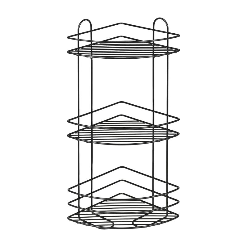Полка для ванной ЧМЗ Лидер 501-006-11 угловая 3 яруса 22.5x58 см цвет черный матовый