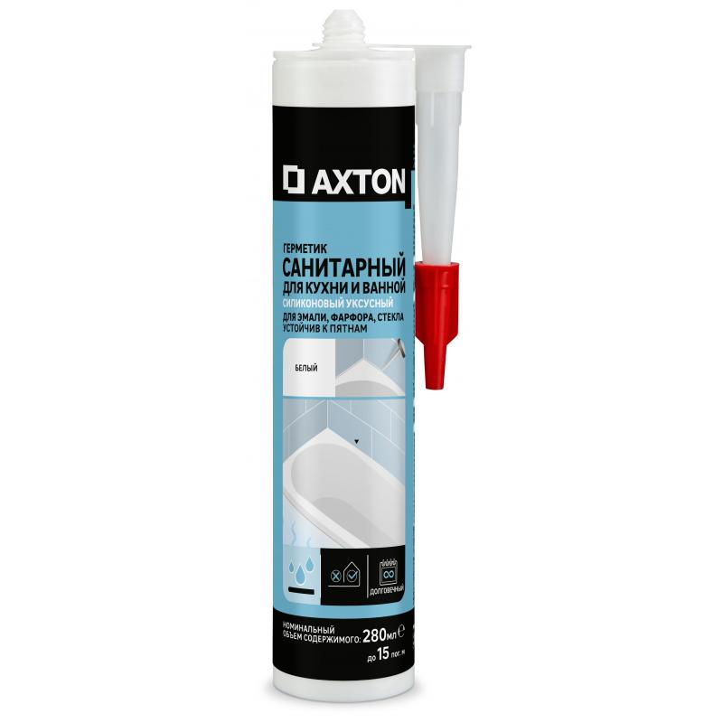 Герметик силиконовый санитарный Axton 280 мл уксусный белый