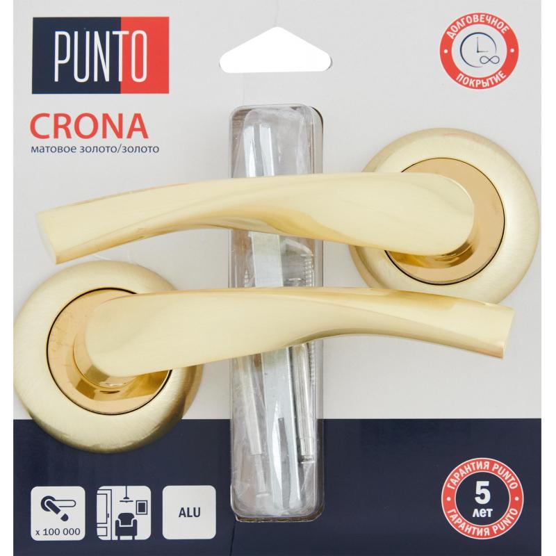 Дверные ручки Punto Crona, без запирания, цвет матовое золото