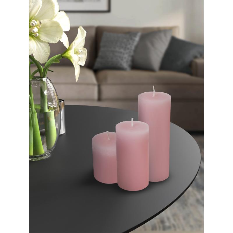 Свеча-столбик Рустик 60x110 мм цвет розовый