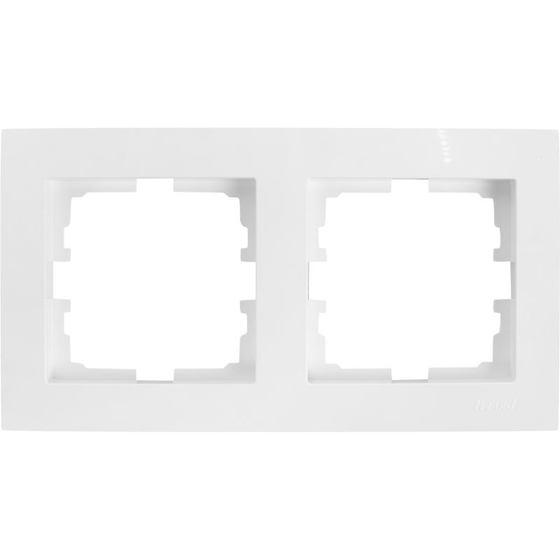 Рамка для розеток и выключателей Lezard Vesna 2 поста горизонтальная цвет белый