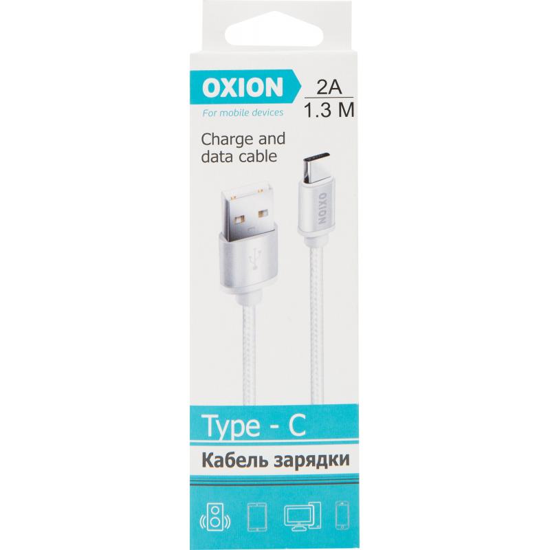 Кабель Oxion USB-Type-C 1.3 м 2 A түсі ақ