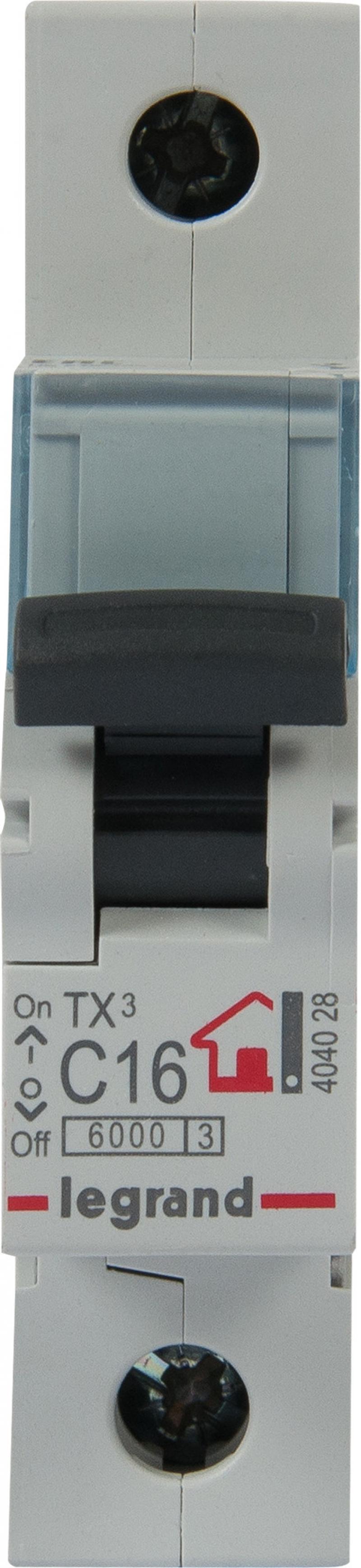 Автоматический выключатель Legrand TX3 1P C16 А 6 кА