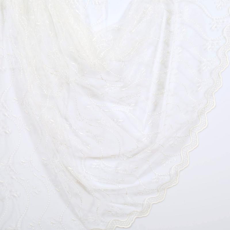 Тюль с вышивкой на сетке 1 п/м 280 см цвет белый