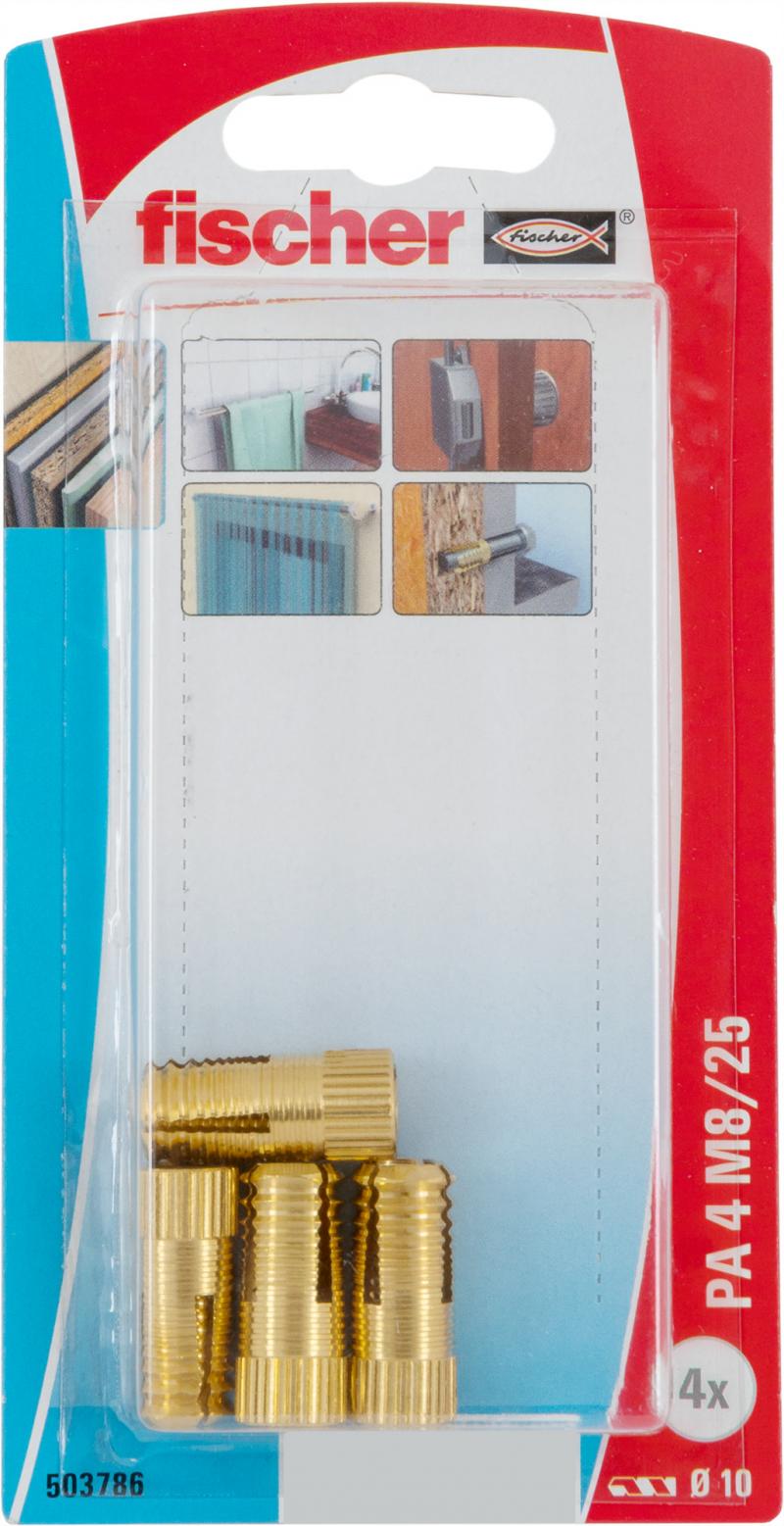 Дюбель для полнотелых материалов Fischer PА 8x25 мм цвет латунь 4 шт.