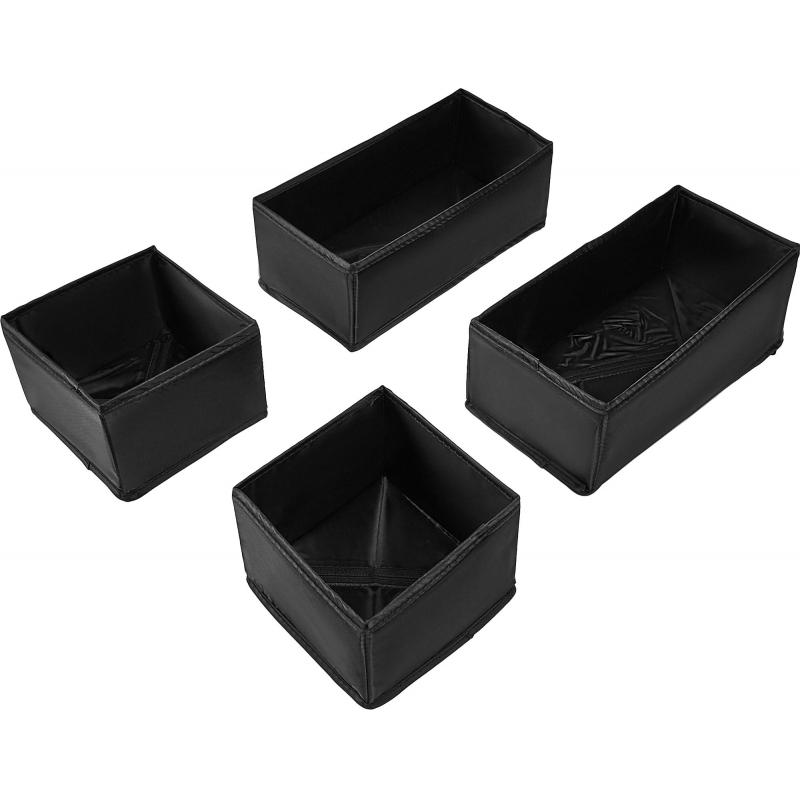 Набор коробок без крышки полиэстер 15x31x11/15x15x11 см цвет черный 4 шт