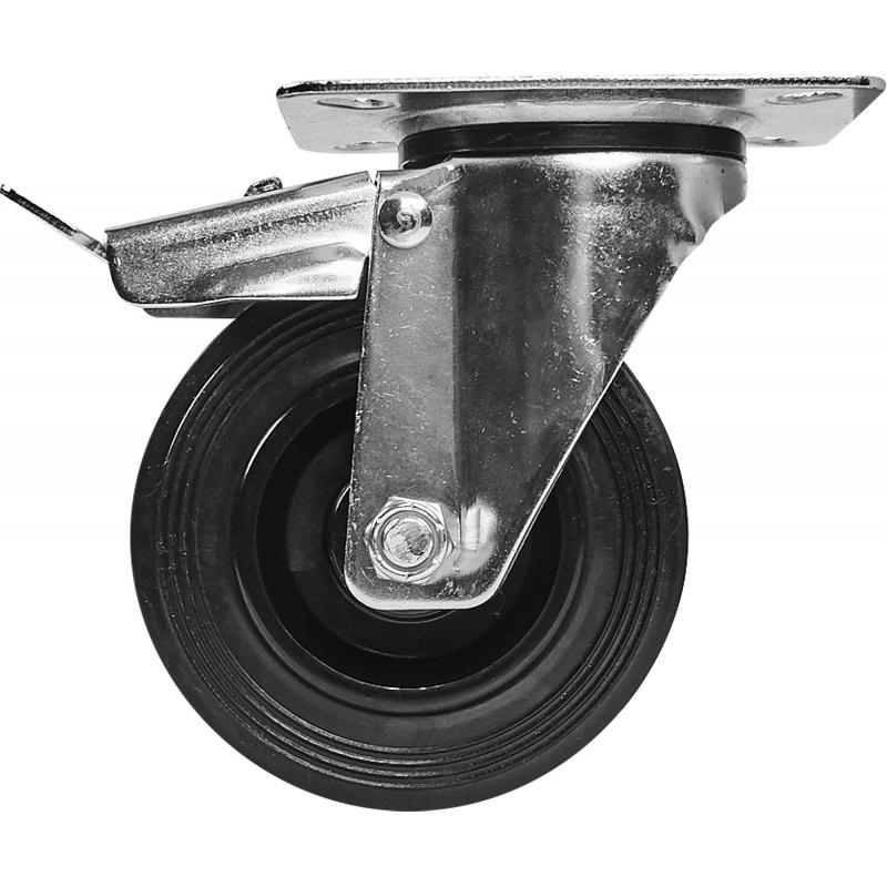 Колесо для тележки поворотное Standers с тормозом для твёрдого пола 100 мм нагрузка до 100 кг цвет чёрный
