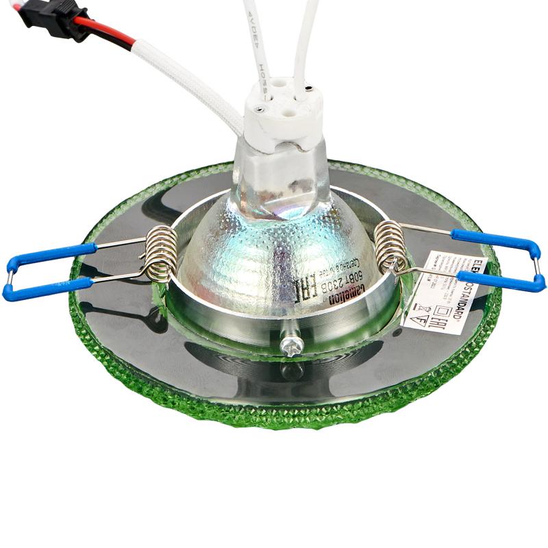 Светильник точечный встраиваемый Elektrostandard «Turin» с LED-подсветкой под отверстие 60 мм, 1 м², цвет зеленый