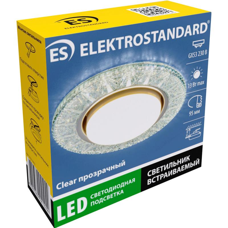 Жарықшам нүктелі кіріктірілетін Elektrostandard 3022 LED-жарықпен тесік астына 95 мм, 2 м², түсі мөлдір