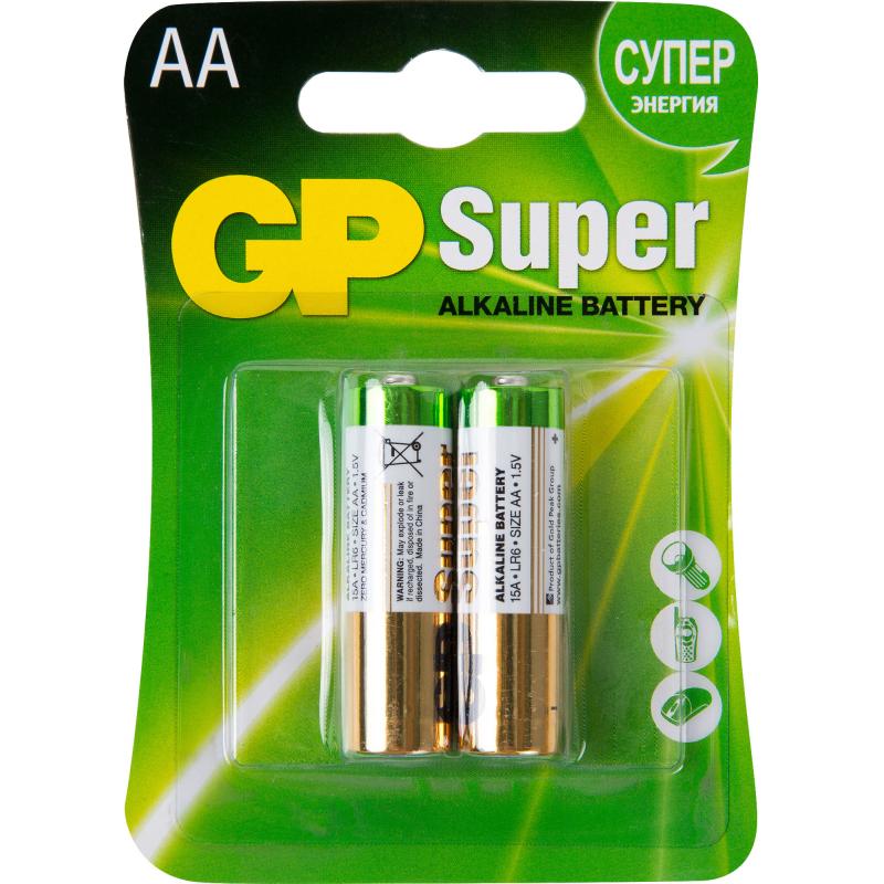 Алкалин батареясы GP Super AA (LR6) 2 дана