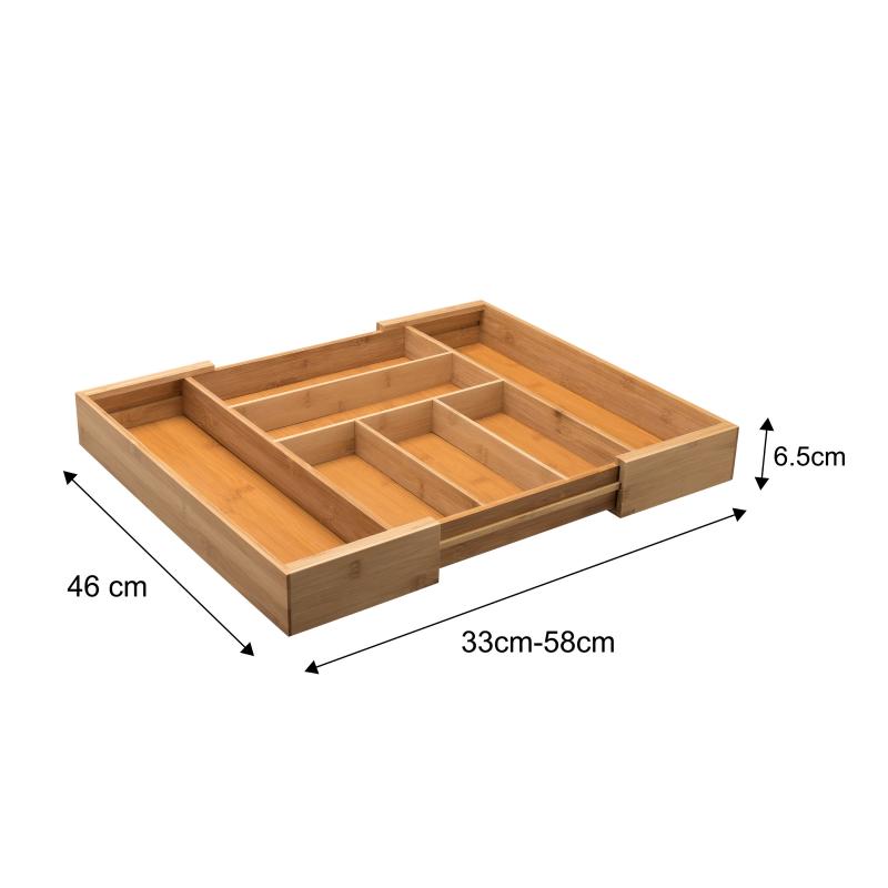 Лоток для столовых приборов 7 отсеков 33-57x46x6.5 см бамбук цвет бежевый