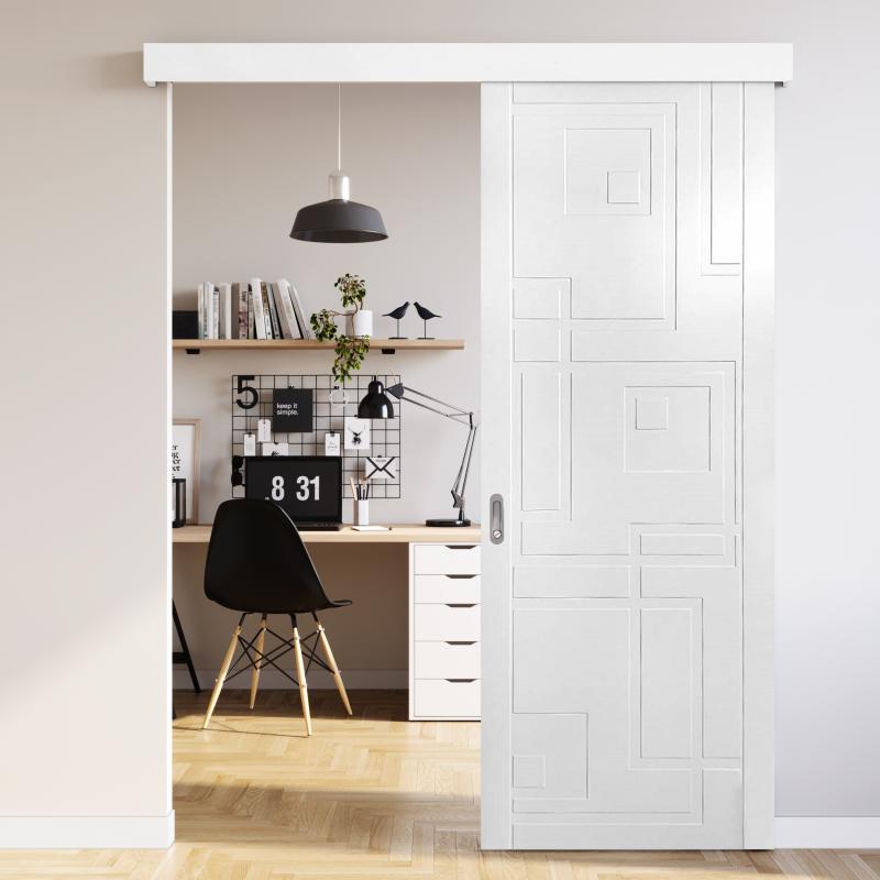 Дверь межкомнатная глухая Верде 80x200 см, эмаль, цвет белый, с фурнитурой