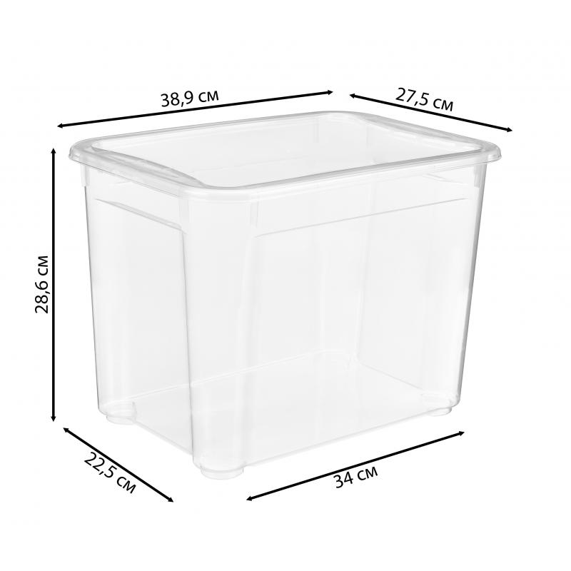 Ящик Кристалл 38.9x27.5x28.6 см 22 л пластик с крышкой цвет прозрачный
