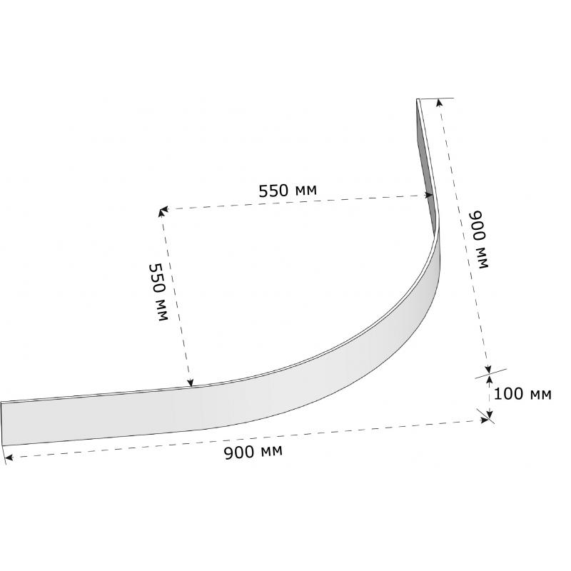 Экран для душевого поддона Sensea Slim акрил 1/4 круга 90x90 см