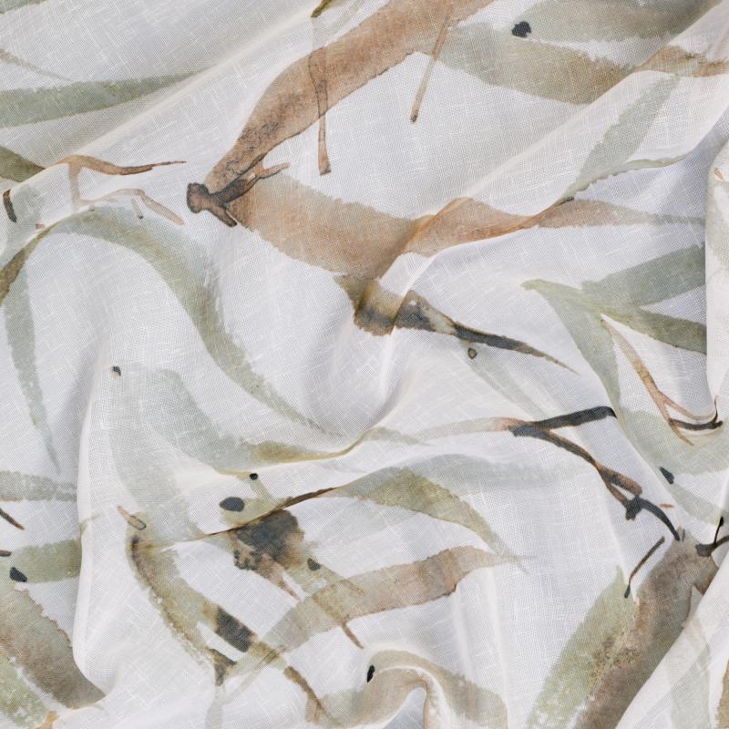 Тюль 1 м/п Nature Листья батист 300 см цвет бежево-серый