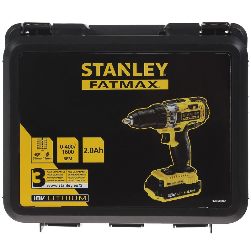 Шуруповерт аккумуляторный Stanley Fatmax FMC600D2, 18 В Li-ion 2х2 Ач