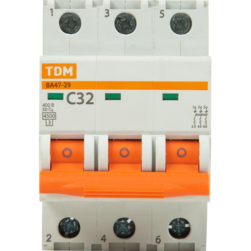 Автоматты ажыратқыш TDM Electric ВА47-29 3P C32 А 4.5 кА SQ0203-0112