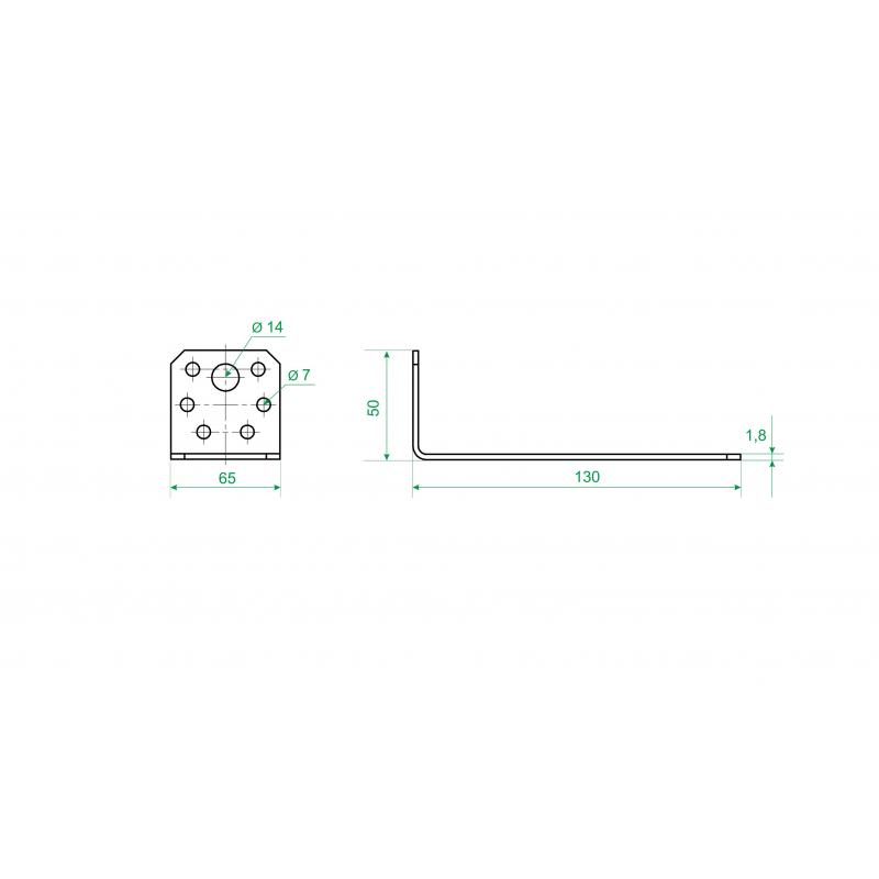 Бұрыш бекіткіш асимметриялы KUAS 130x50x65x1.8