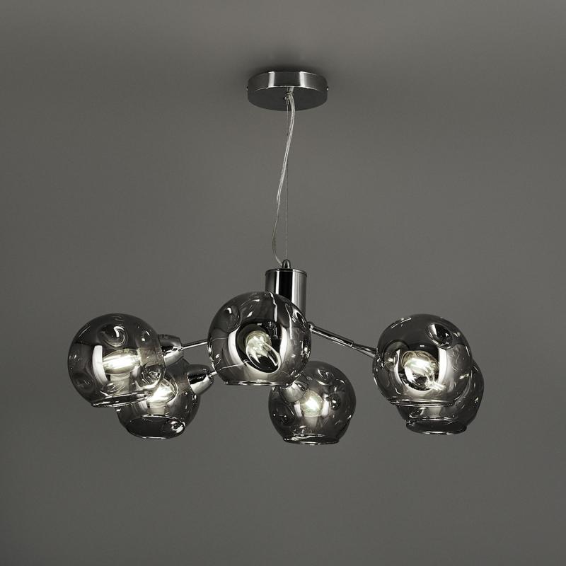 Люстра подвесная Lamplandia Nemo L1238-6, 6 ламп, 18 м², цвет серый/серебристый