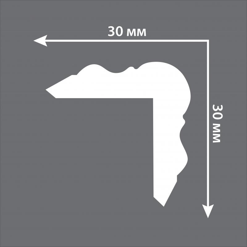Плинтус угловой полистирол ударопрочный Decomaster D003 белый 30х30х2000 мм