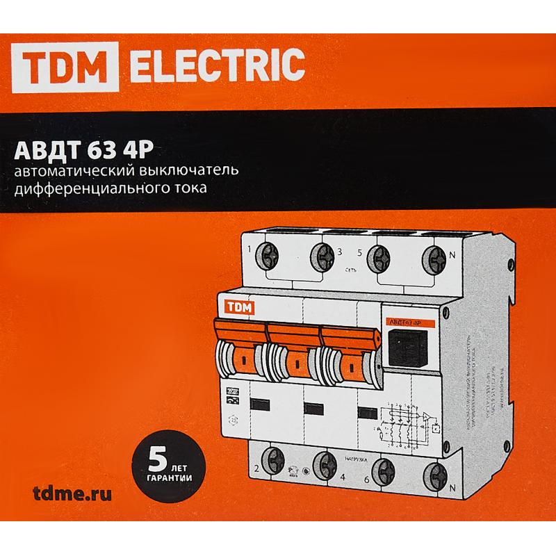 Дифференциальный автомат Tdm Electric АВДТ-63 3P N C32 A 30 мА 6 кА AС SQ0202-0019