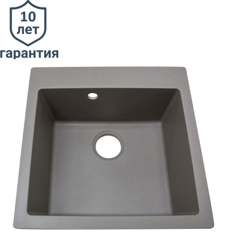 Мойка для кухни врезная Delinia 51x51 см глубина чаши 20 см кварц цвет серый шелк