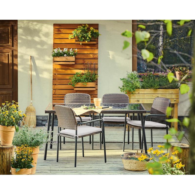 Кресло садовое Zena Fix 55x84.5x60 см, искусственный ротанг, цвет тёмно-коричневый