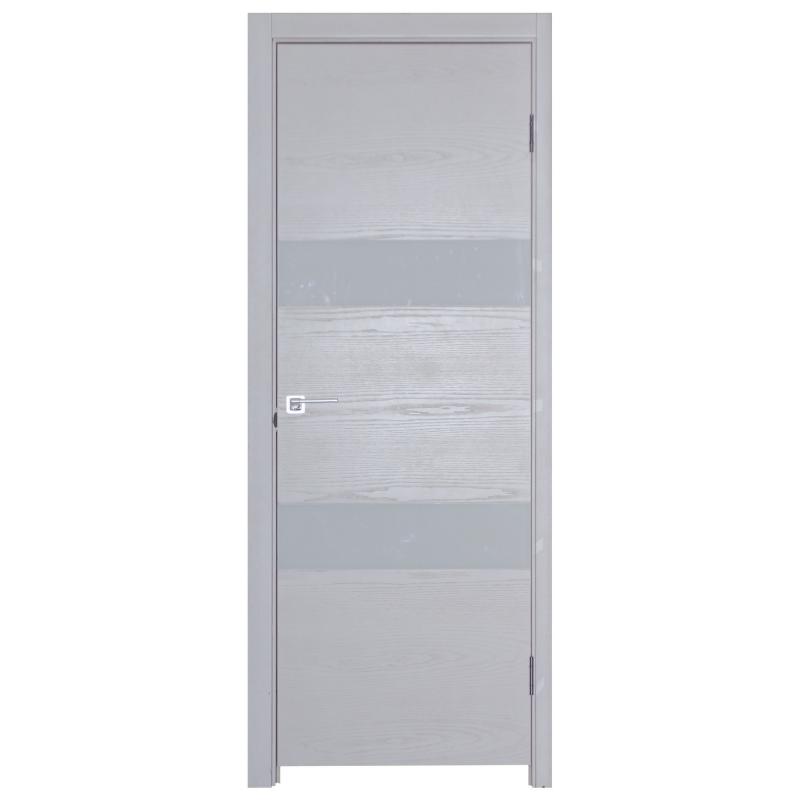 Дверь межкомнатная Модерн глухая шпон натуральный цвет белый ясень 70x200 см (с замком и петлями)