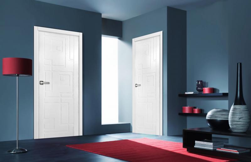 Дверь межкомнатная глухая Верде 90x200 см, эмаль, цвет белый, с фурнитурой
