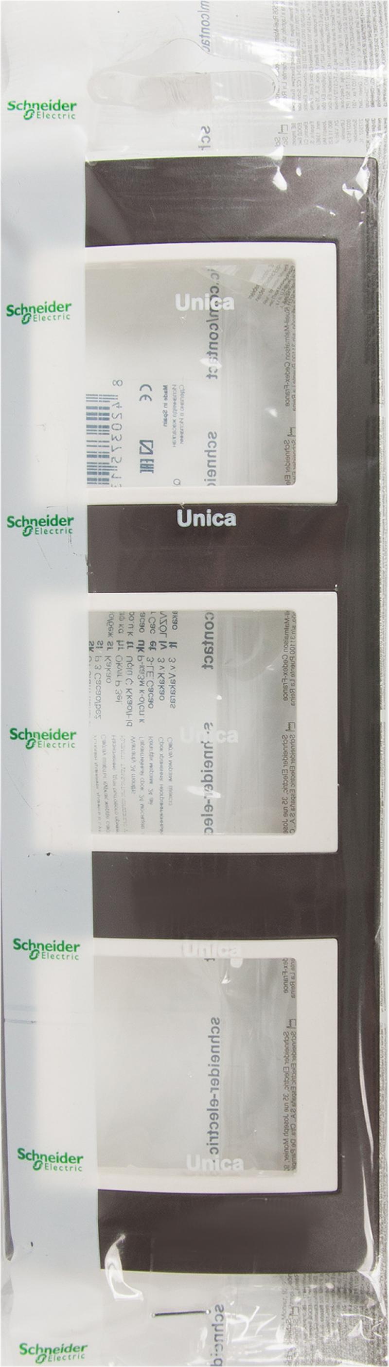 Рамка для розеток и выключателей Schneider Electric Unica 3 поста, цвет какао/бежевый