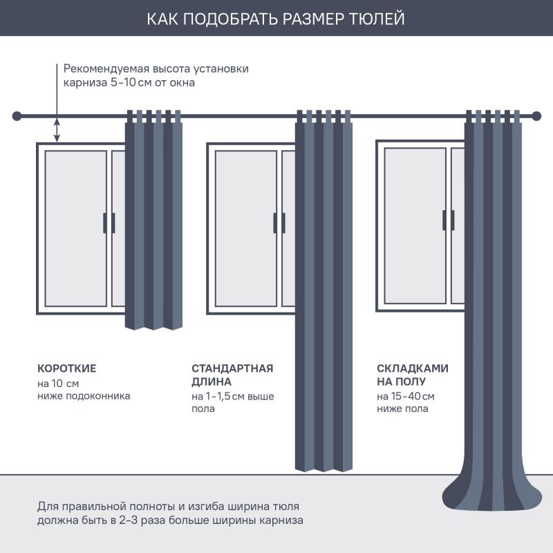 Тюль таспалы Inspire Polyone Santal 300x280 см түсі ақшыл көк