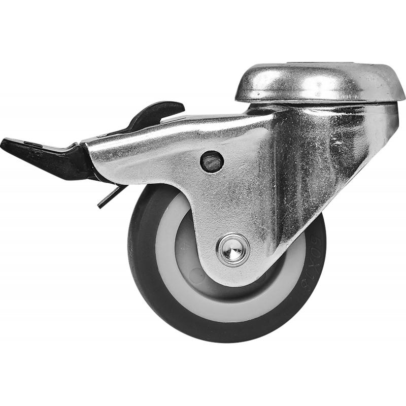 Колесо для оборудования поворотное STANDERS с тормозом, отверстие под штифт 30 мм, до 40 кг, цвет серый